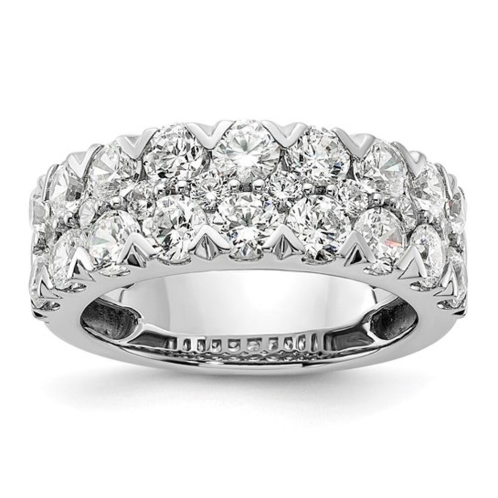 14K White Gold 3 Carat Lab Grown Diamond Double Row Band (VS/SI+, G+)